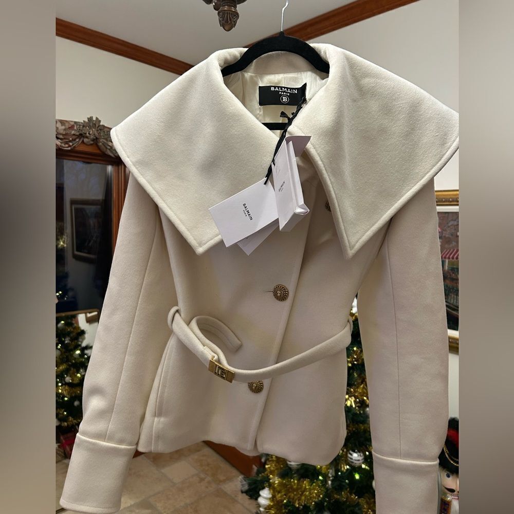 Women’s Balmain asymmetrical virgin wool jacket size 36